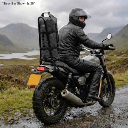 40L Motorcycle Sissy Bar Dry Bag attached to bike example