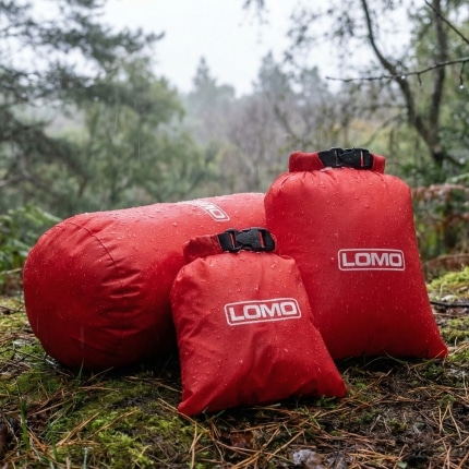 Ultralight dry bags 3 pack outdoors in the rain