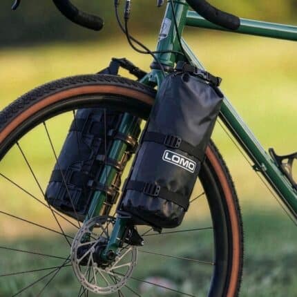 3L Bike Fork Dry Bag with Cage Mount on Bike Example