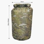 10L Camouflage Dry Bag - Roll Down Dimensions when filled and closed