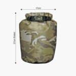 5L Camouflage Dry Bag - Roll Down Dimensions when filled and closed
