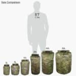 5L Camouflage Dry Bag - Roll Down Size Comparison