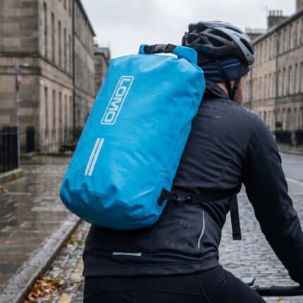 20L Dry Bag Rucksack - Blue On Cyclist