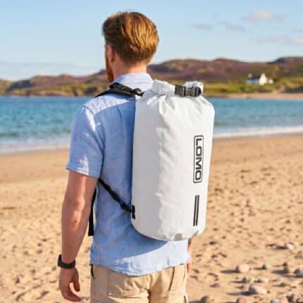 20L Dry Bag Rucksack - White at the Beach