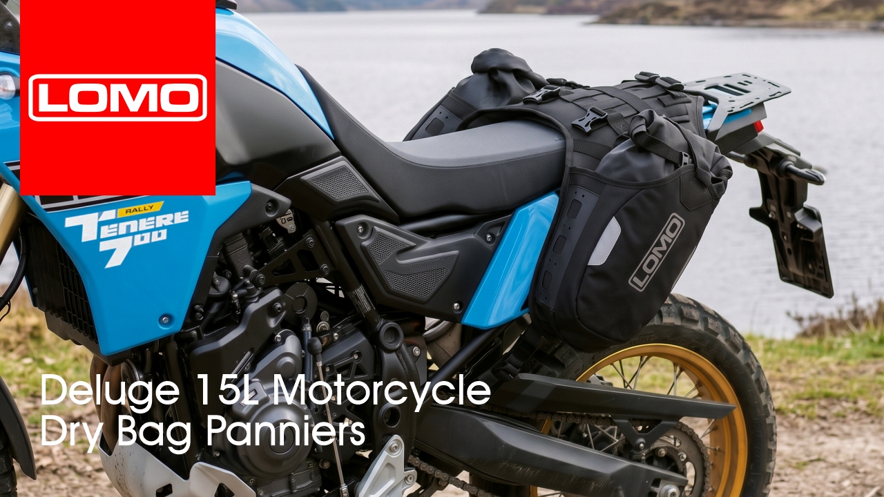 Deluge 15L Angled Motorcycle Waterproof Dry Bag Panniers - Pair Video Thumbnail